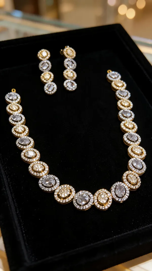 Luxury_Two-Tone_Oval_Link_American_Diamond_Necklace_Set