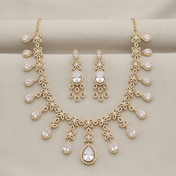 Floral_Teardrop_American_Diamond_Necklace_Set