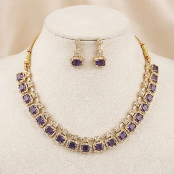 Regal_Deep_Violet_Geometric_Halo_Necklace_Set_with_Matching_Drop_Earrings