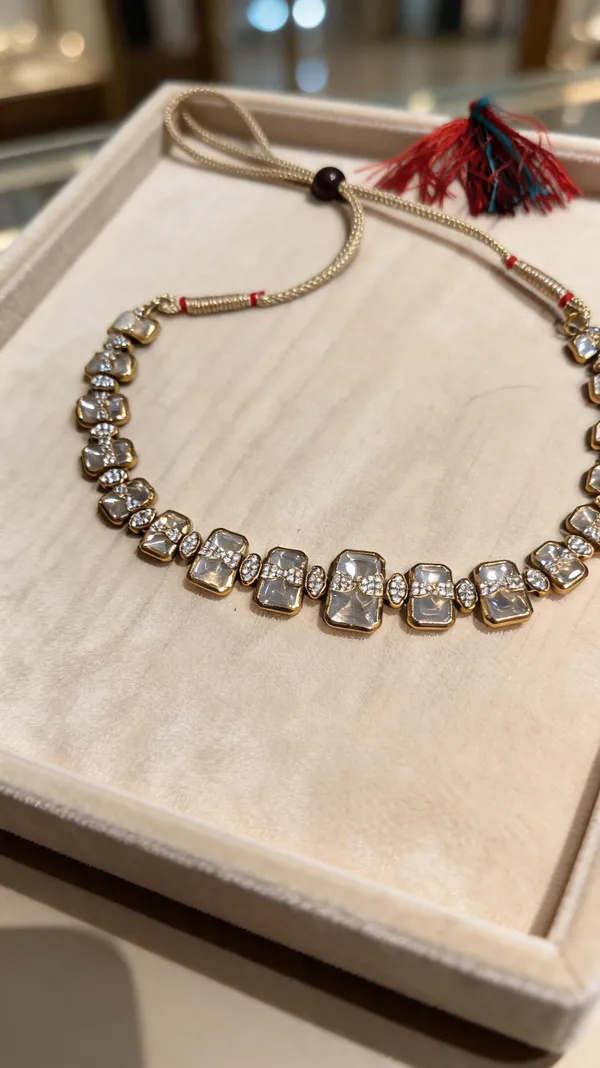 Minimalist_Emerald-Cut_Kundan_/_Polki_Choker_Set