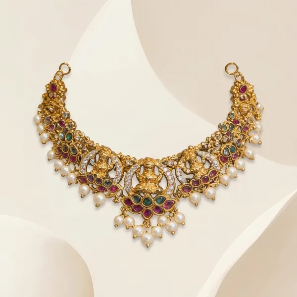 Antique_Gold_Lakshmi_Floral_Choker_Set