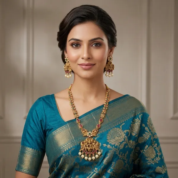 Temple_Lakshmi_Devi_Pendant_Necklace_Set_with_Earrings