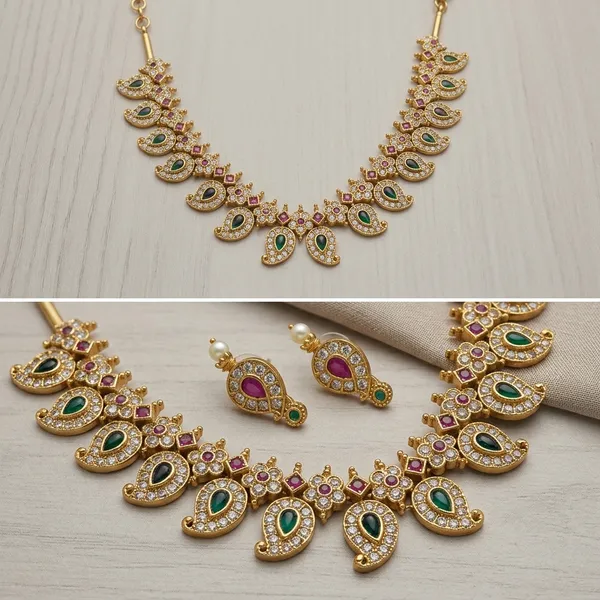 Antique_Gold_Mango_Peacock_CZ_Necklace_Set