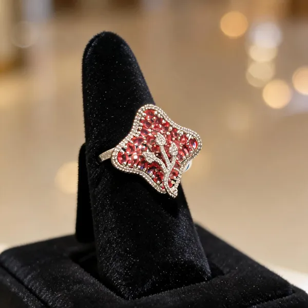 Silver_Plated_Red_CZ_Floral_Vine_Statement_Ring