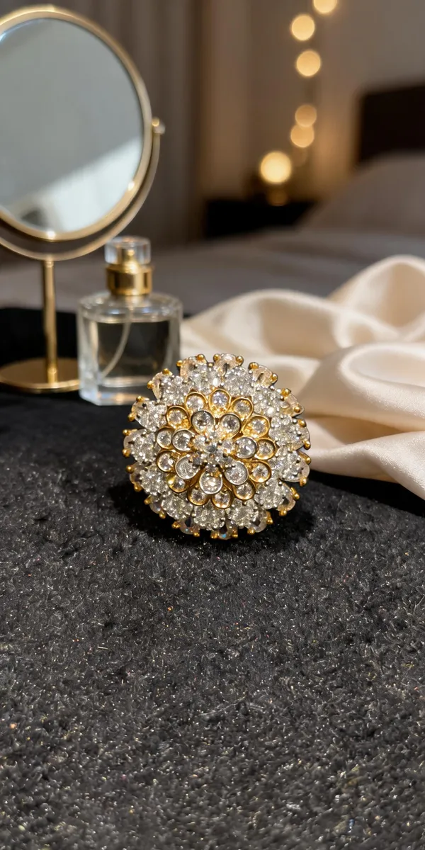 Gold_Plated_CZ_Floral_Cluster_Statement_Ring