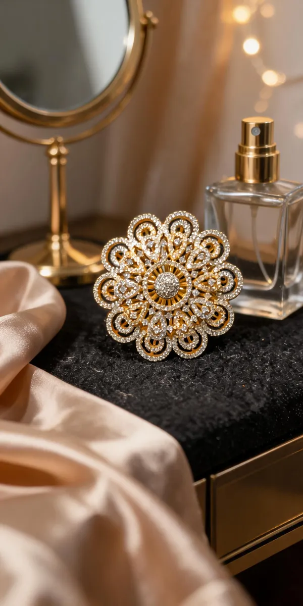 Gold_Plated_Filigree_Floral_CZ_Statement_Ring