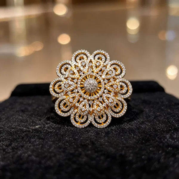 Gold_Plated_Filigree_Floral_CZ_Statement_Ring