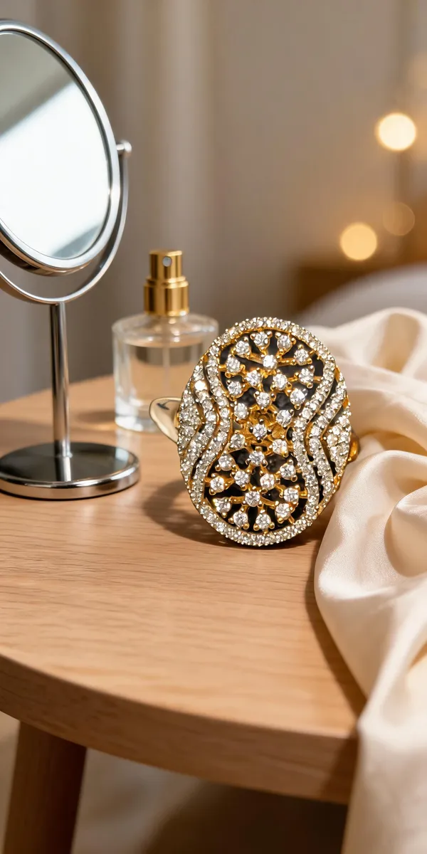 Gold_Plated_Oval_Lattice_CZ_Statement_Ring