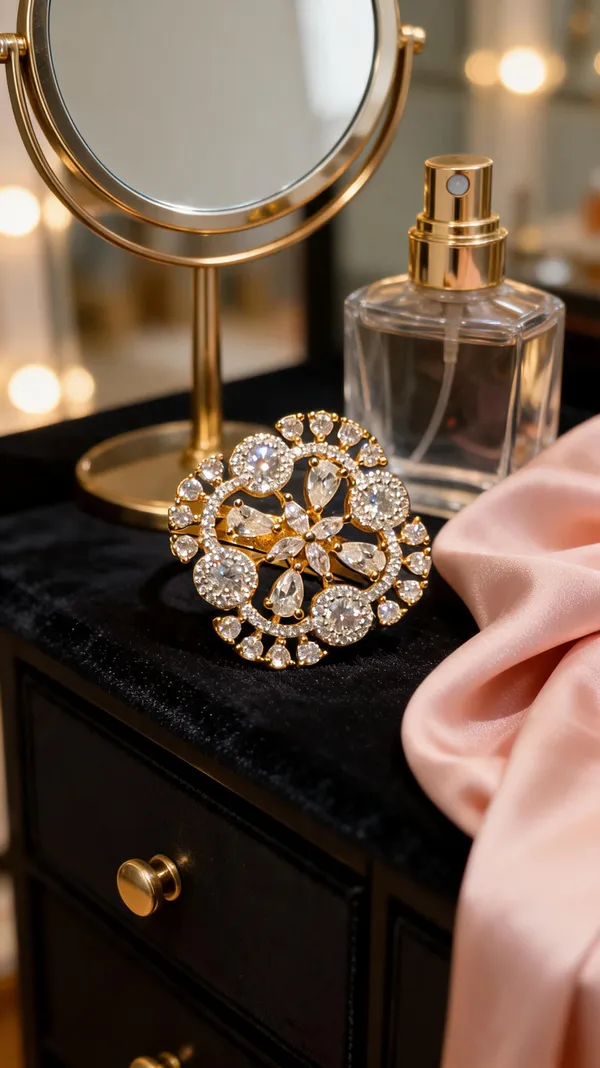 Gold_Plated_Floral_Jaali_CZ_Statement_Ring