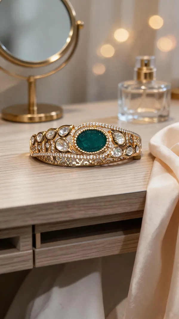 Vintage_Oval_Emerald_&_Polki_Heritage_Kada