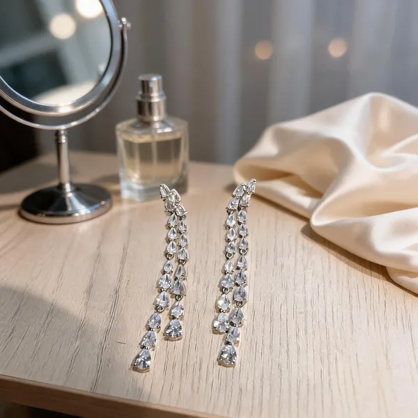 Silver_AD_Double_Strand_Pear_Drop_Earrings