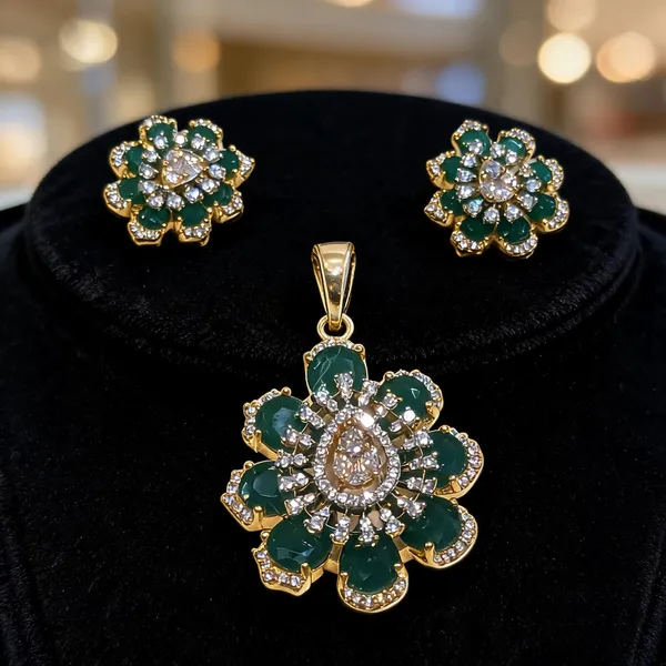 Emerald_Bloom_CZ_Pendant_&_Earrings_Set