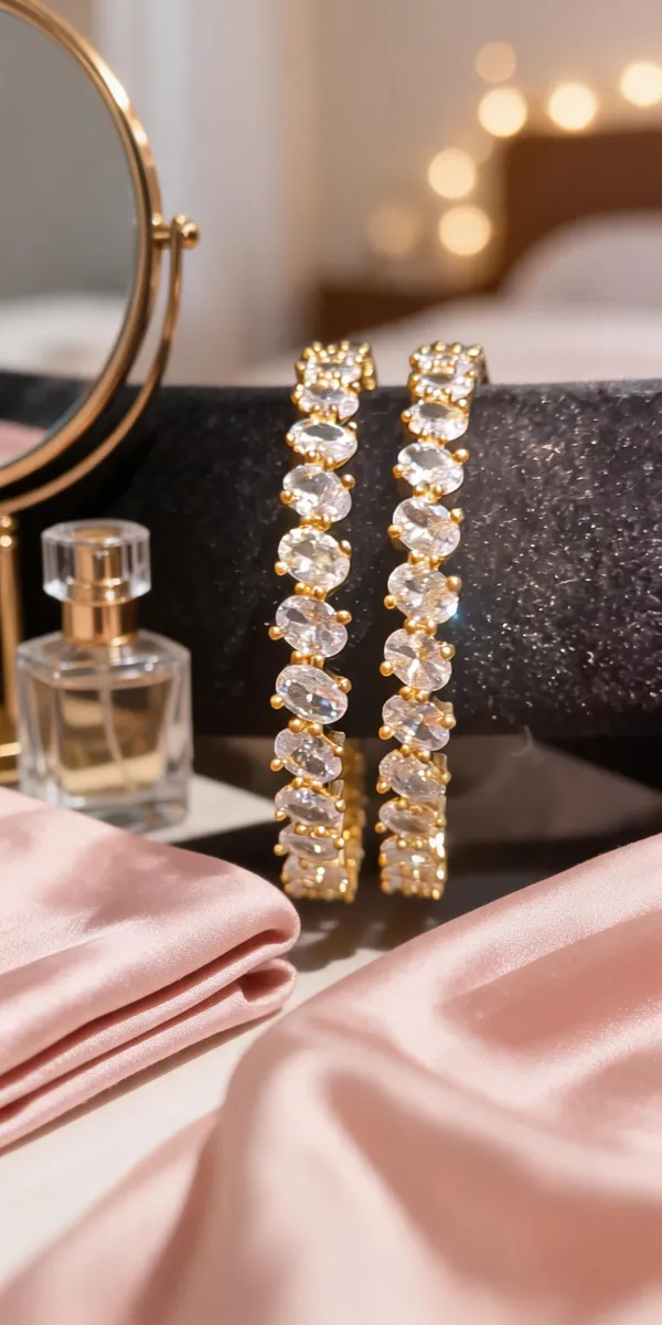 Gold-Tone_Oval_CZ_Tennis_Bangles_Pair