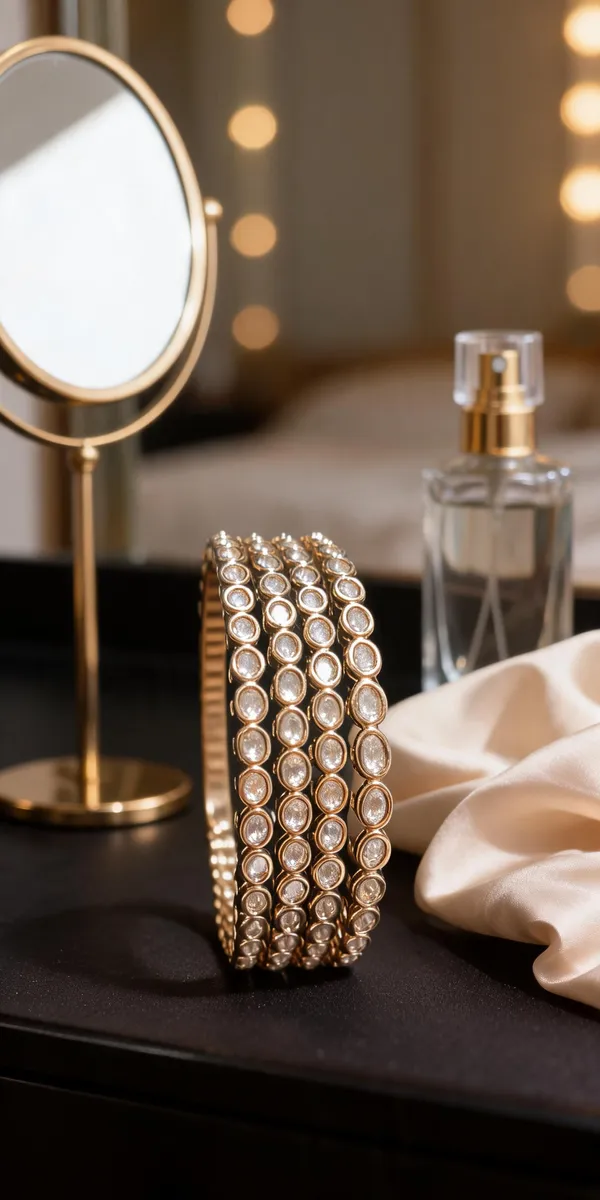 Gold-Tone_4-Piece_Bezel-Set_CZ_Slim_Bangle_Set