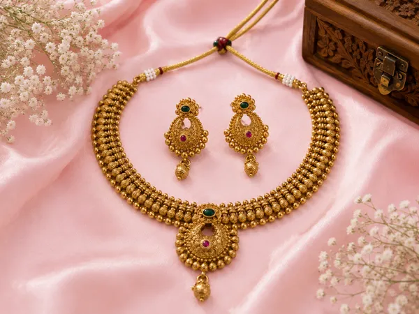 Antique_Matte_Gold_Peacock_Choker_Set