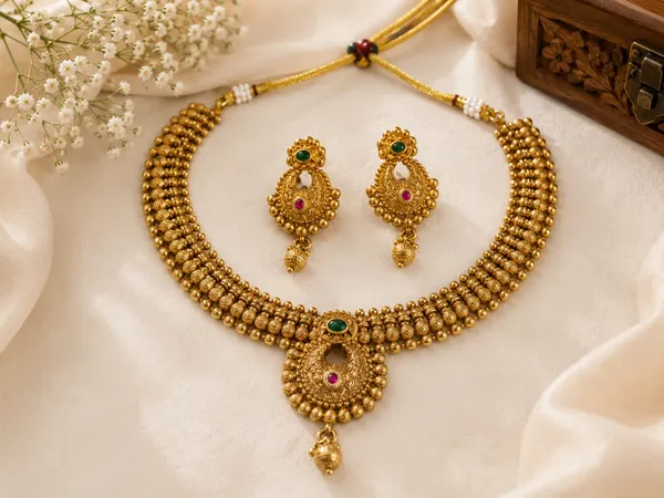 Antique_Matte_Gold_Peacock_Choker_Set