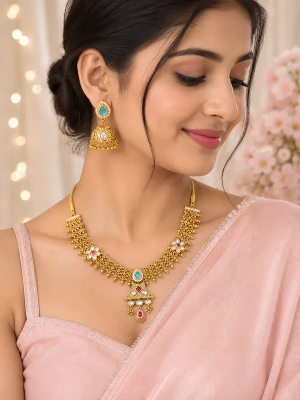 Kundan_Meena_Gold_Choker_Set_with_Jhumka_Earrings
