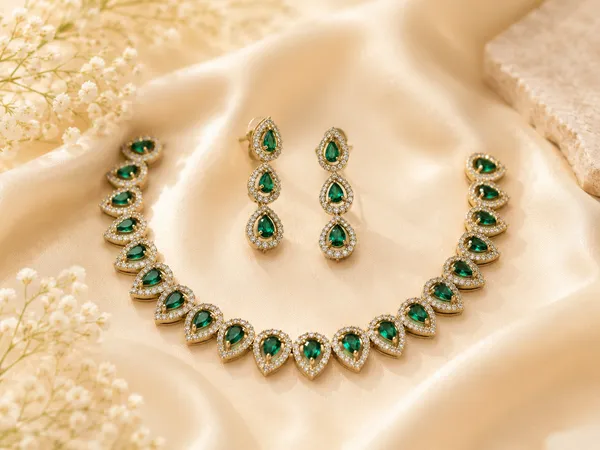 Minimalist_Emerald_Pear-Drop_Necklace_Set
