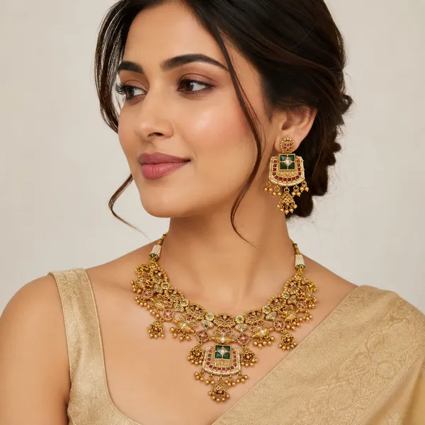 Premium_Temple_Kundan_Choker_Necklace_Set