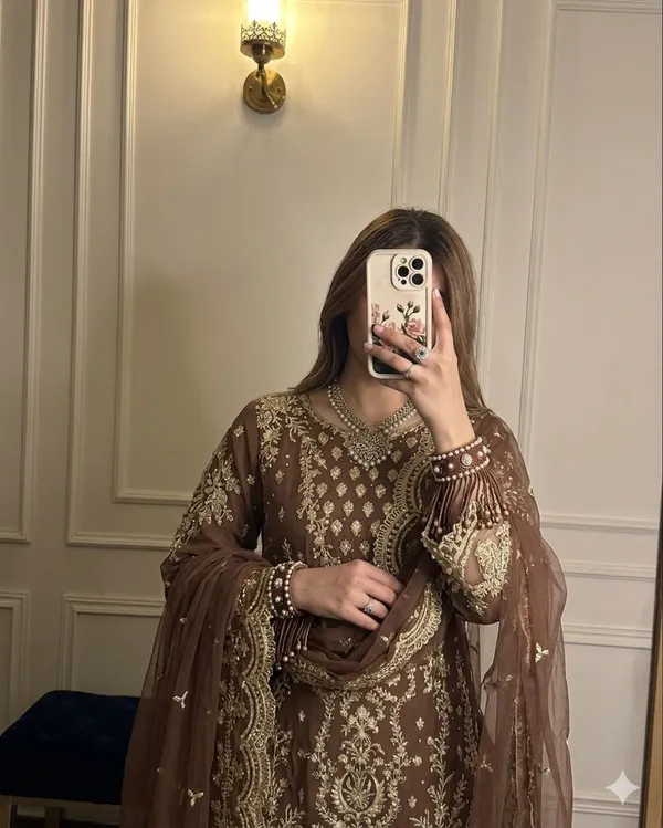 Brown_Embroidered_Three_Piece_Suit_Set_for_Women