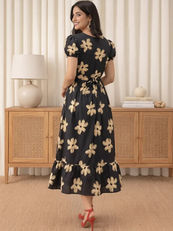Black_Floral_Puff_Sleeve_Midi_Dress_for_Women