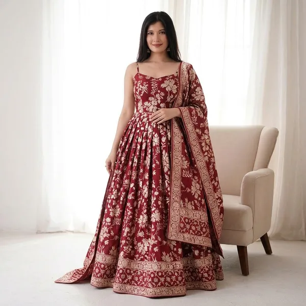 Maroon_Cotton_Anarkali_For_Women