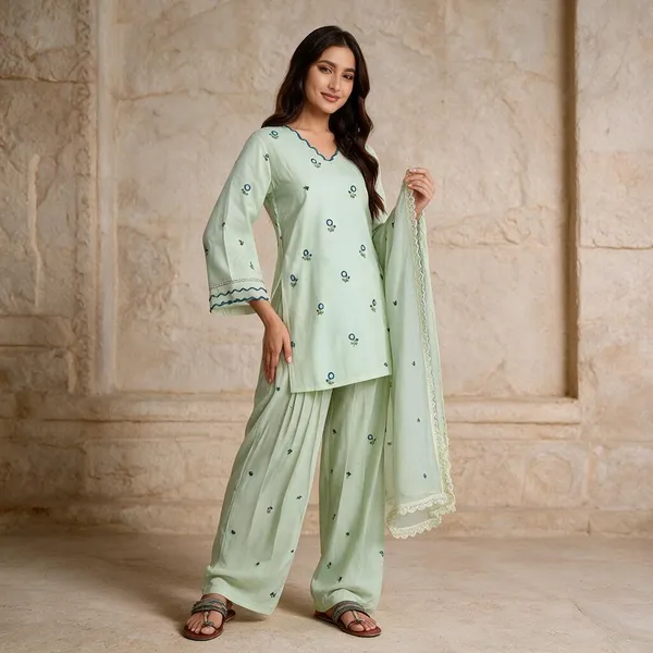 Green_Cotton_Palazzo_Set_For_Women