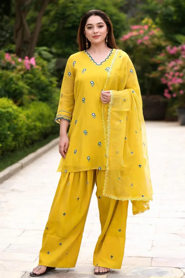 Yellow_Cotton_Palazzo_Set_For_Women