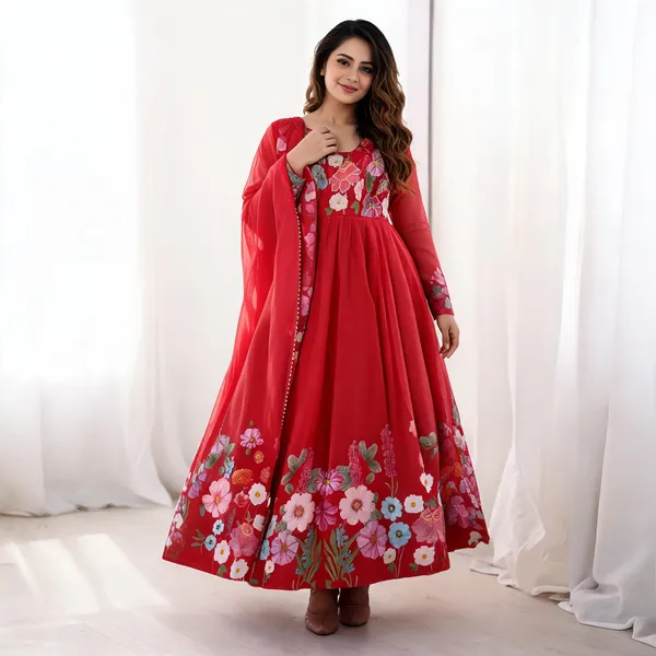Red_Cotton_Anarkali_For_Women