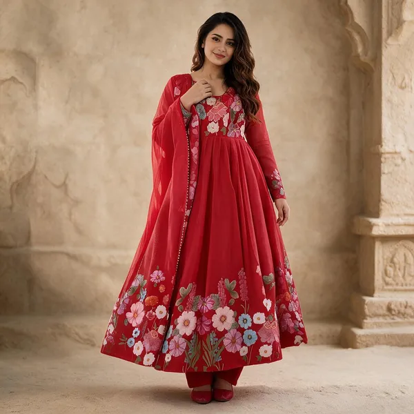 Red_Cotton_Anarkali_For_Women