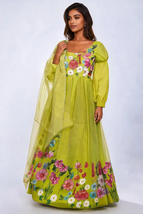 Lime_Green_Cotton_Anarkali_For_Women