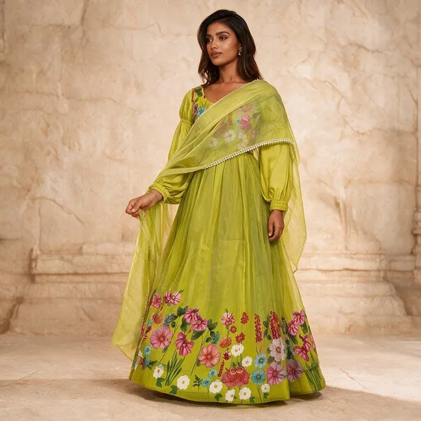 Lime_Green_Cotton_Anarkali_For_Women