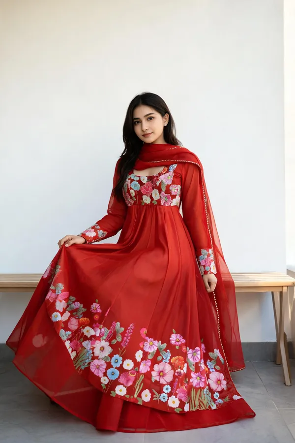 Red_Cotton_Anarkali_For_Women