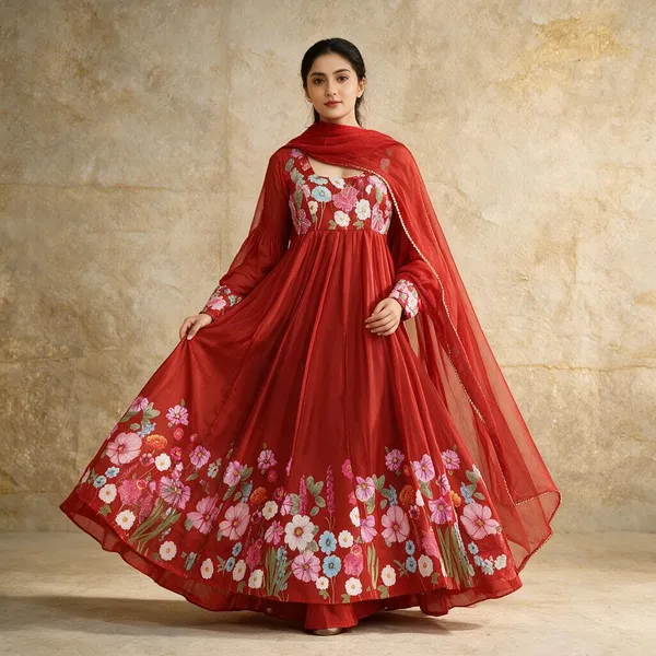 Red_Cotton_Anarkali_For_Women
