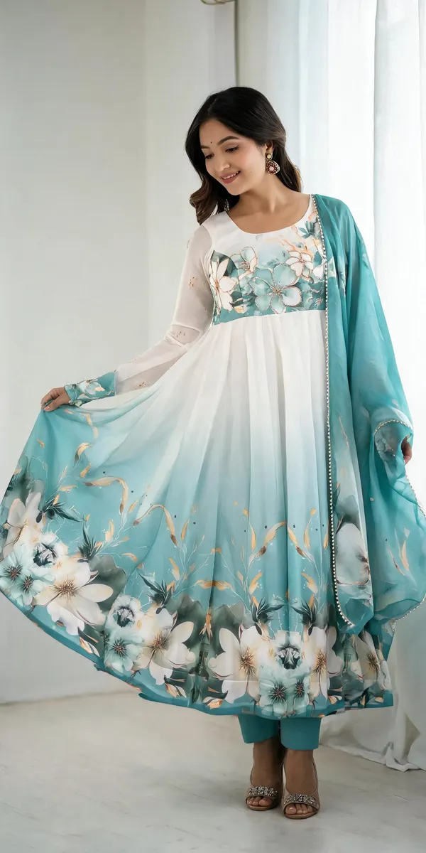 Teal_Cotton_Anarkali_For_Women
