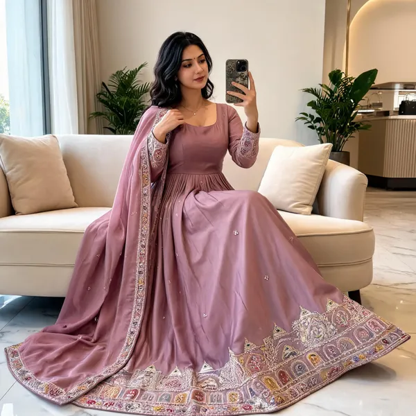 Mauve_Cotton_Gown_For_Women