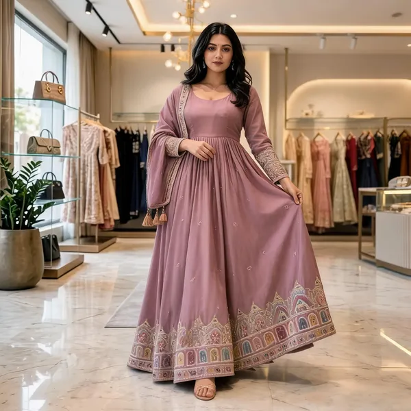 Mauve_Cotton_Gown_For_Women