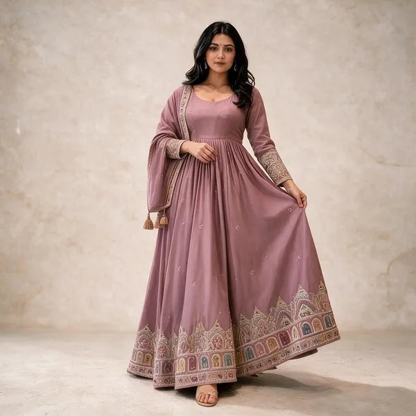 Mauve_Cotton_Gown_For_Women