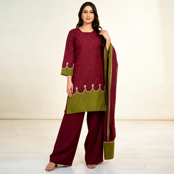 Maroon_Cotton_Palazzo_Set_For_Women