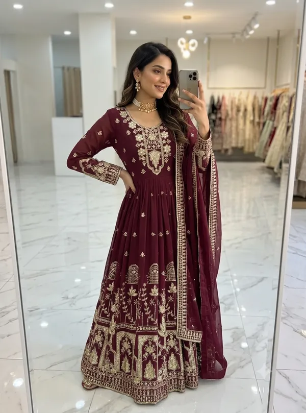 Maroon_Embroidered_Anarkali_Suit_Set_for_Women
