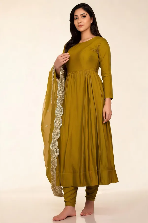 Mustard_Georgette_Anarkali_For_Women