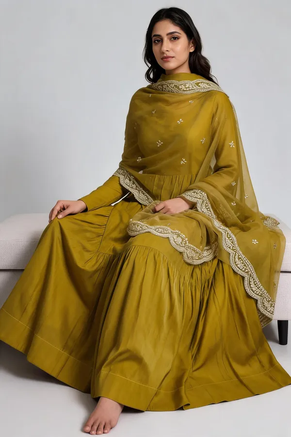 Mustard_Georgette_Anarkali_For_Women
