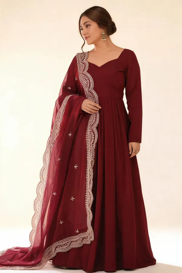 Maroon_Georgette_Anarkali_For_Women