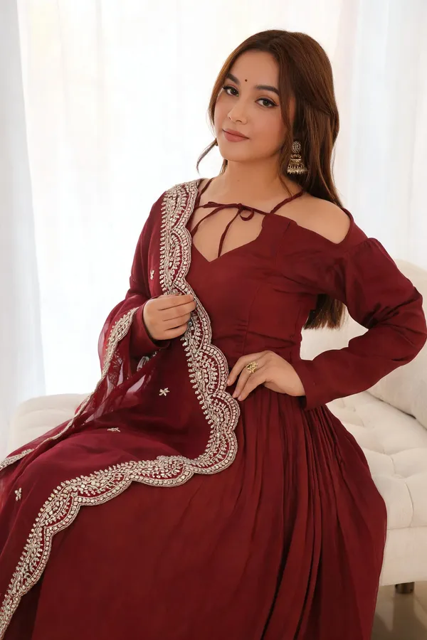 Maroon_Georgette_Anarkali_For_Women