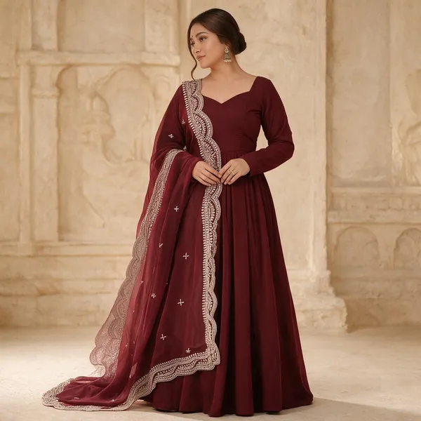 Maroon_Georgette_Anarkali_For_Women