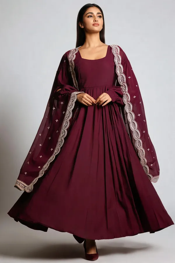 Maroon_Georgette_Anarkali_For_Women