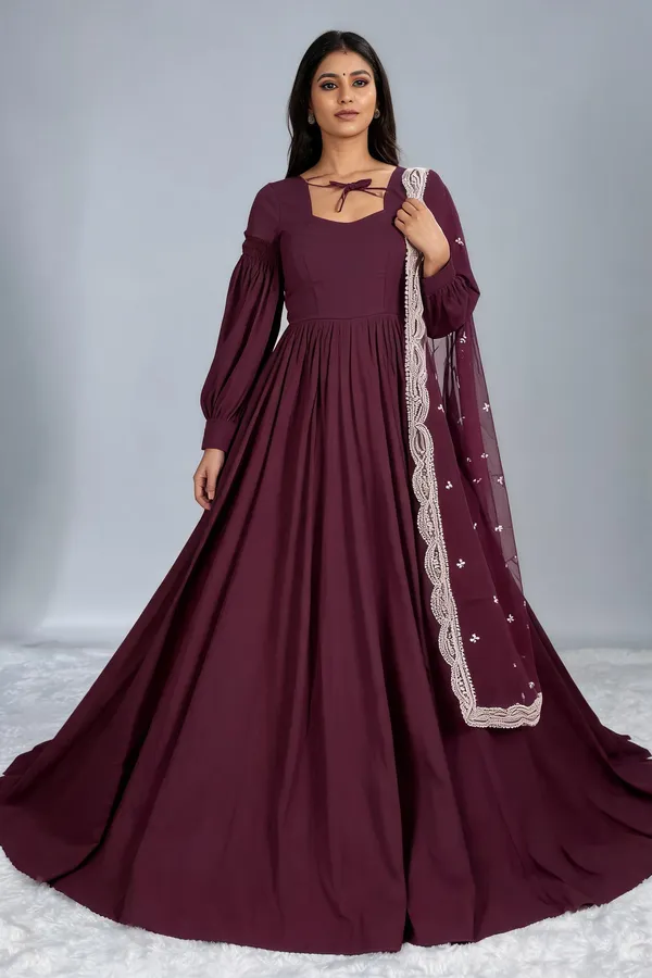 Maroon_Georgette_Anarkali_For_Women