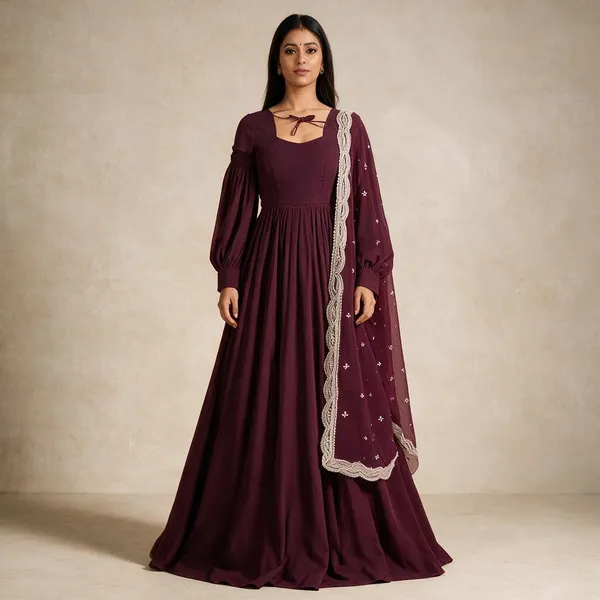 Maroon_Georgette_Anarkali_For_Women