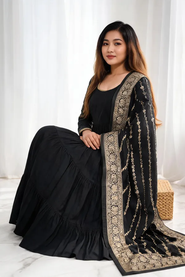 Black_Pure_Roman_Silk_Anarkali_For_Women