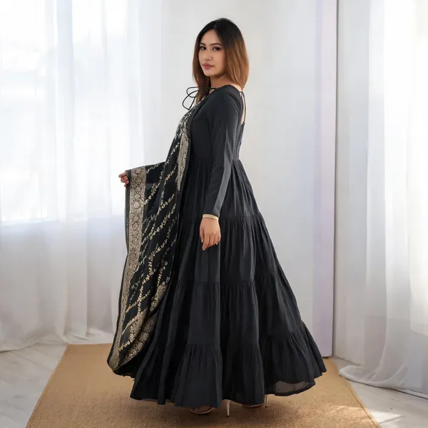Black_Pure_Roman_Silk_Anarkali_For_Women